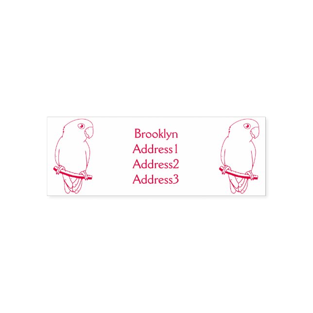 Cute lovebird cartoon parrot self-inking stamp (Design)