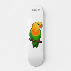 Cute lovebird cartoon parrot skateboard