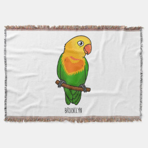Cute lovebird cartoon parrot throw blanket