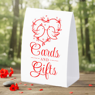 Cute Lovebirds Boho Red Heart Cards Gifts Wedding
