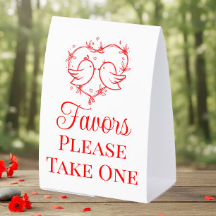 Cute Lovebirds Boho Red Heart Wedding Favours
