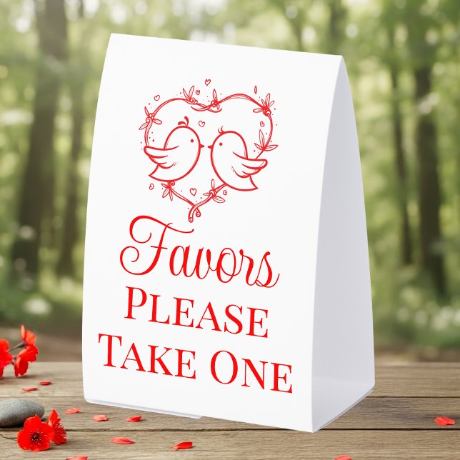 Cute Lovebirds Boho Red Heart Wedding Favours (Creator Uploaded)