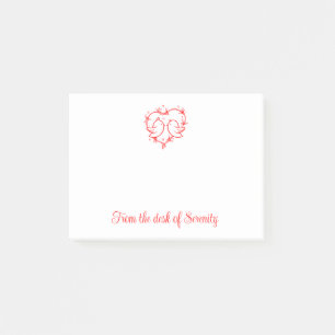 Cute Lovebirds Boho Romantic Red Heart Post-it Notes