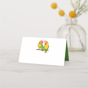 Cute Lovebirds Green Thank You Love Birds Wedding  Place Card