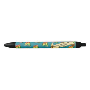 Cute Lovebirds Happy Anniversary Romantic Retro Black Ink Pen