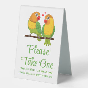 Cute Lovebirds Love Birds Green Wedding Favours