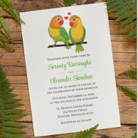 Cute Lovebirds Lovebirds Yellow Green Wedding