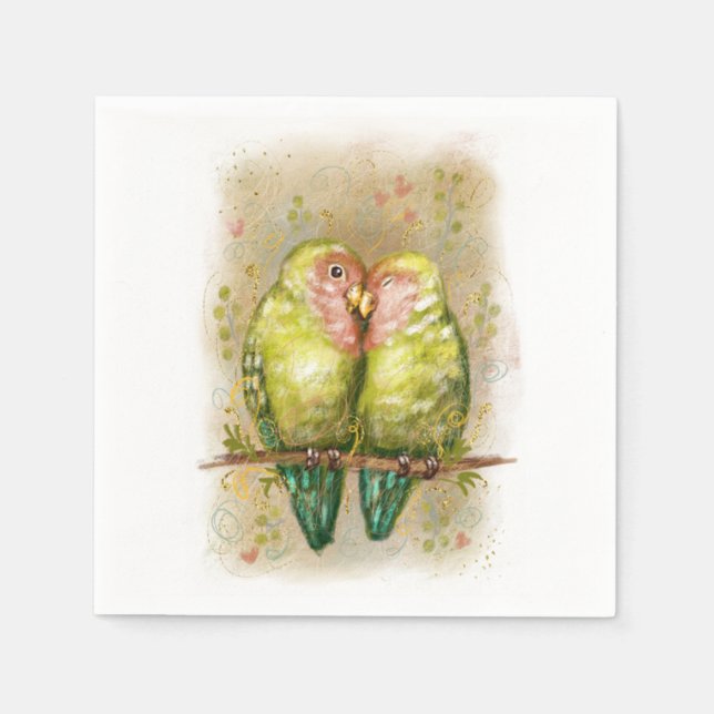 Cute lovebirds parrots. 21 napkin (Front)