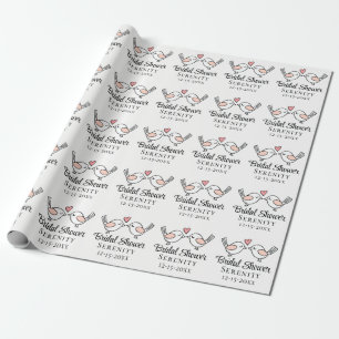 Cute Lovebirds Pink Love Birds Bridal Shower Favou Wrapping Paper