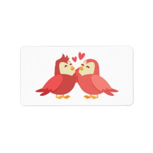 Cute Lovebirds Red Burgundy Wedding Bridal Shower Label