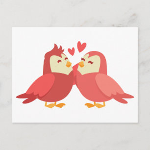 Cute Lovebirds Red Burgundy Wedding Love Bridal Postcard