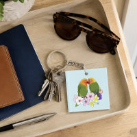 Cute Lovebirds Tropical Flowers Romantic Bird