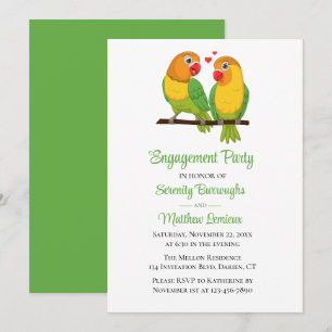Cute Lovebirds Wedding Love Birds Engagement Party Invitation