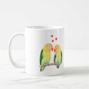 Cute lovebirds with names coffee mug