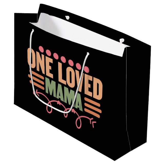 Cute loved Mama word art  Large Gift Bag (Front Angled)