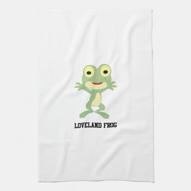 Cute Loveland Frog Tea Towel (Vertical)