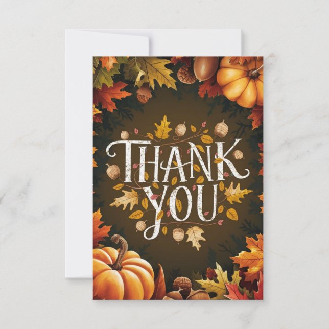 Cute Lovely Autumn Fall Thank You Card (Front)