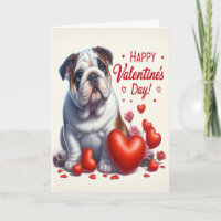 Cute Lovely Bulldog Dog Happy Valentine's Day