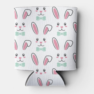 Cute Lovely Easter Bunny Ears Face Happy Easter Can Cooler