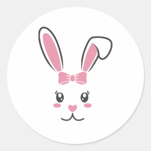 Cute Lovely Easter Bunny Ears Face Happy Easter  Classic Round Sticker