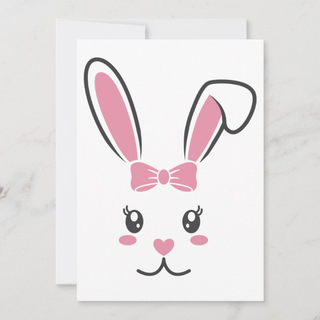 Cute Lovely Easter Bunny Ears Face Happy Easter  Invitation (Front)