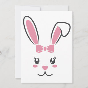 Cute Lovely Easter Bunny Ears Face Happy Easter  Invitation