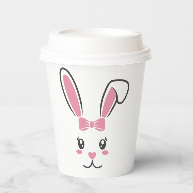Cute Lovely Easter Bunny Ears Face Happy Easter  Paper Cups (Front)