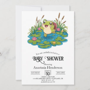 Cute Lovely Frog Baby Shower Invitation