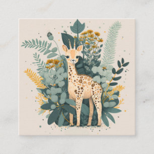 Cute lovely giraffe in the garden enclosure card