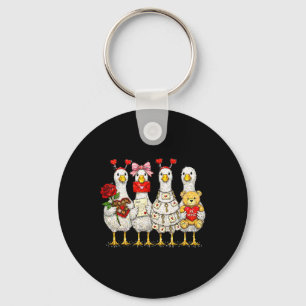 Cute Lovely Goose Coquette Valentine Funny Pink Hu Key Ring