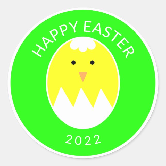 Cute Lovely Happy Easter Day Cracked Egg Chick Classic Round Sticker (Front)