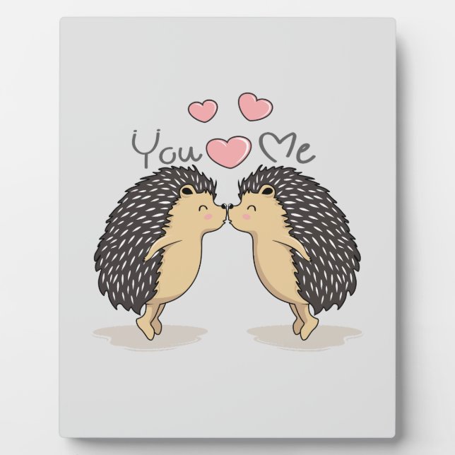       Cute Lovely Kissing Hedgehogs    Plaque (Front)