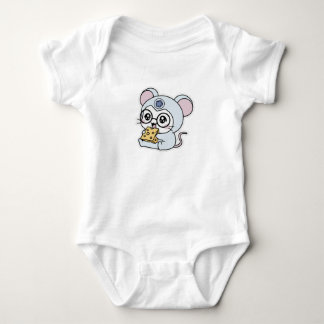 Cute lovely little mouse loves cheese  baby bodysuit