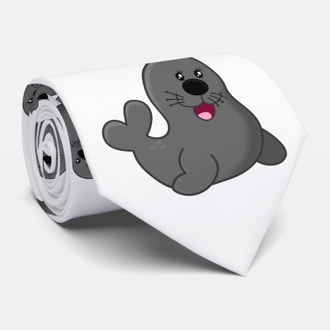 cute lovely playful seals tie (Rolled)