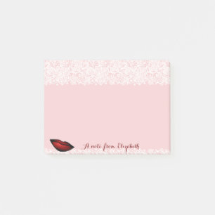 Cute Lovely Stylish Girly,Lace, Red Lips Post-it Notes