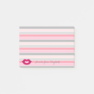 Cute Lovely Stylish Girly Lips, Stripes Post-it Notes