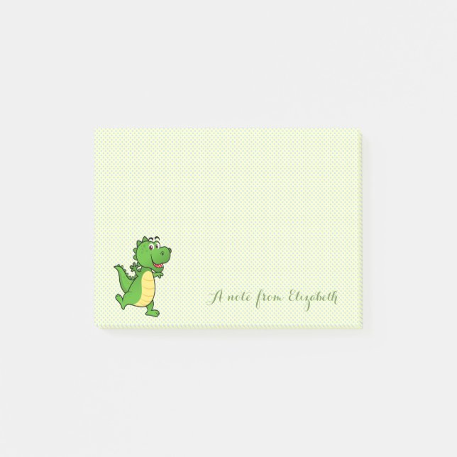 Cute Lovely  Stylish ,Polka Dots,Happy Crocodile Post-it Notes (Front)