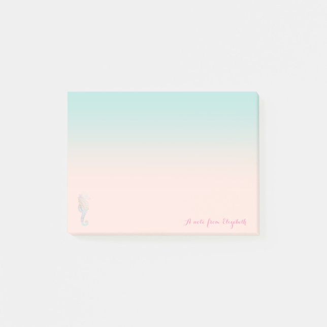 Cute Lovely  Stylish, Seahorse, Personalised Post-it Notes (Front)