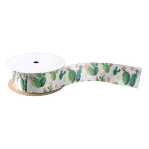 Cute Lovely Succulent Cactus Satin Ribbon
