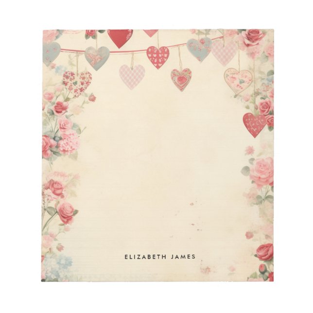  Cute Lovely Vintage Valentines Day Personised Notepad (Front)