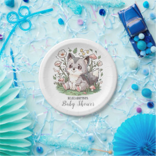Cute Lovely Wolf Baby Shower Paper Plate