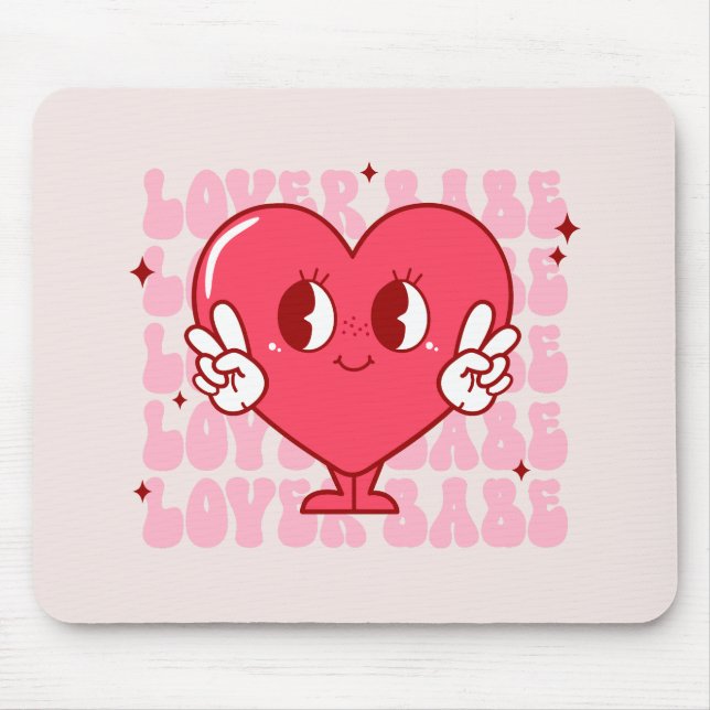 Cute Lover Babe Heart Mouse Mat (Front)