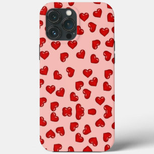 Cute lovers Red heart pattern on Blush pink iPhone 13 Pro Max Case