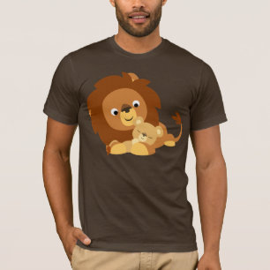 Cute Loving Cartoon Lion Dad and Cub T-Shirt