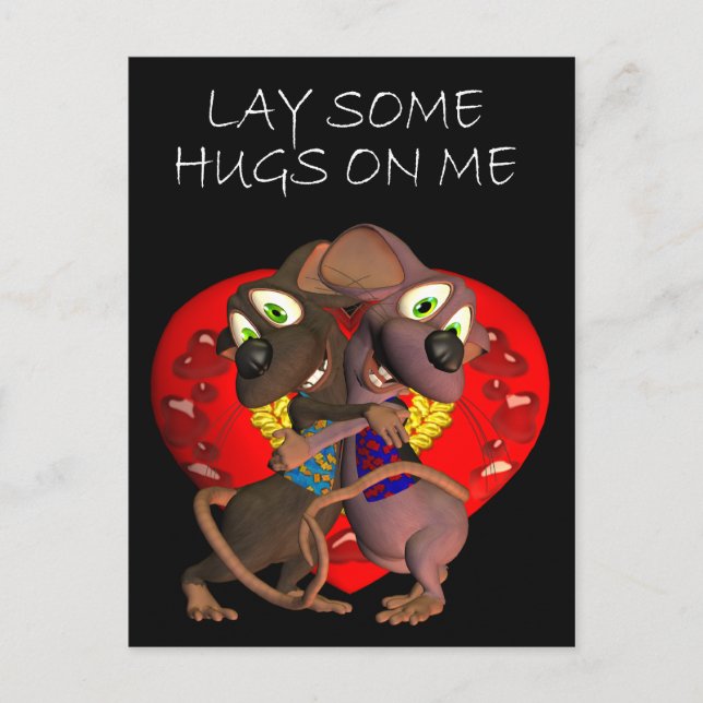 Cute loving Mice hug love mouse Postcard (Front)