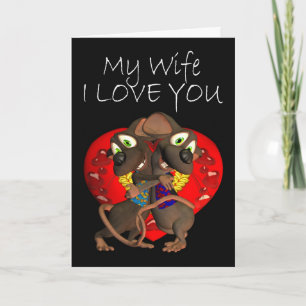 Cute loving Mice hug love Wife Card