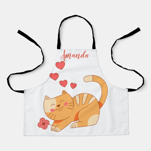 Cute Loving Orange Tabby Kitten  Apron (Front)