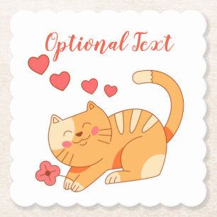 Cute Loving Orange Tabby Kitten Paper Coaster
