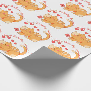 Cute Loving Orange Tabby Kitten Wrapping Paper