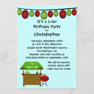 Cute luau boys birthday party invitation
